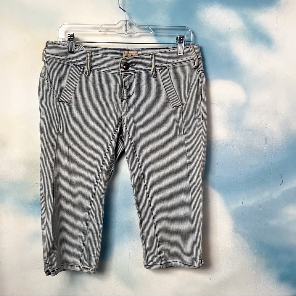 Free People Blue and White Striped Capris